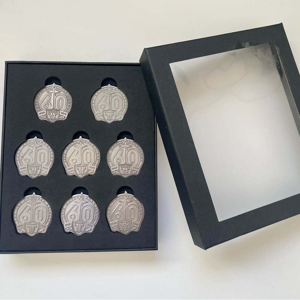 Boxed Oakland Raiders Commemorative 60th Season Coin Token Set